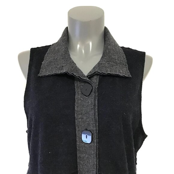 Habitat Sleeveless Button Up Collared Lagenlook VCardigan Size M - Picture 2 of 13